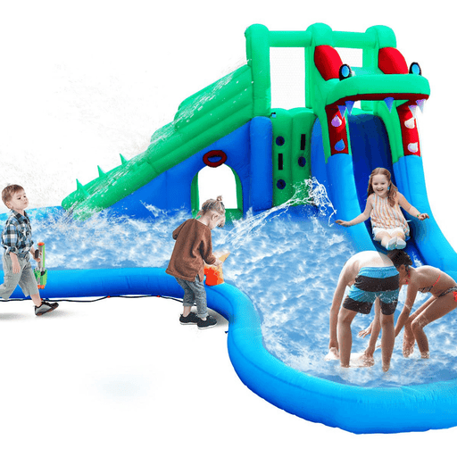 ALINUX Inflatable Water Slide, Inflatable Bouncer House with Double Slide for Wet and Dry, 5 in 1 Water Pool Slide, Without Blower | outtoy.