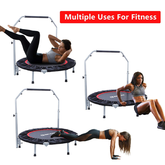 40 Foldable Mini Trampoline, Fitness Rebounder with Safety Pad for Adults  and Kids, Folding Exercise Trampoline, Recreational Jump Trampoline for  Indoor Outdoor, Max Load 330lbs 