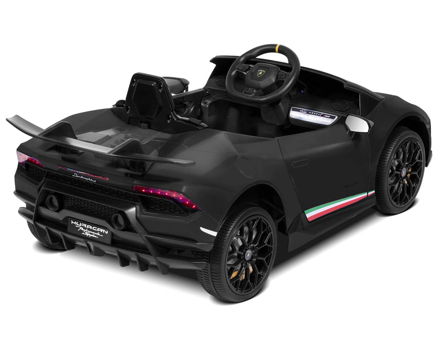 Ride on Lamborghini Car for Kids, 12 V Electric Car Vehicles Toys for Kids Toddler with Remote Control, Wheels Suspension,Music, LED Lights, Engine Sounds, Horn, Black