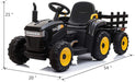 12v Battery-Powered Toy Tractor with Trailer Black | outtoy.
