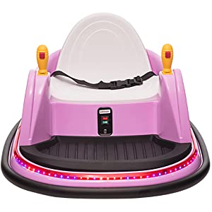 Ride on Bumper car for Kids, 6V Electric Cars Ride on Toys with Remote Control,360 Spin,Music,Purple Pink