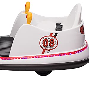 Ride on Bumper car for Kids, 6V Electric Cars Ride on Toys with Remote Control,360 Spin,Music,White