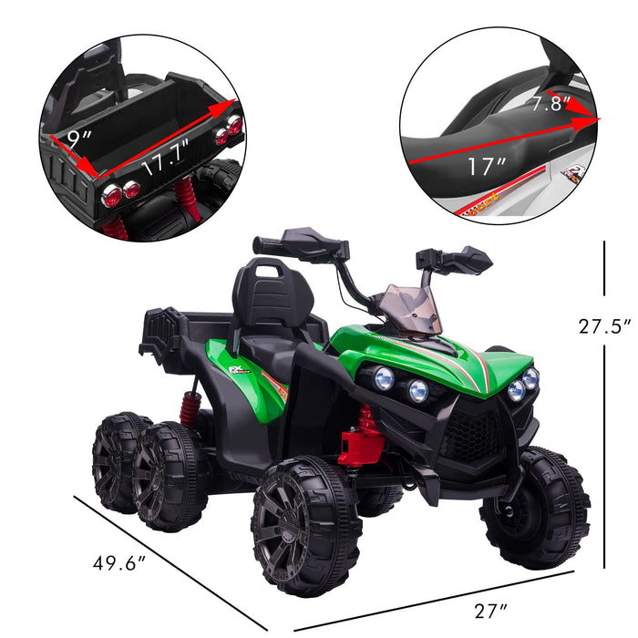 Kids ATV with Six Wheels, Electric Quad Car for Big Boys and Girls 8-14 Years, w/ Wide Seat,Safety Belt, LED Lights,Horn,3 Speeds, USB/ MP3