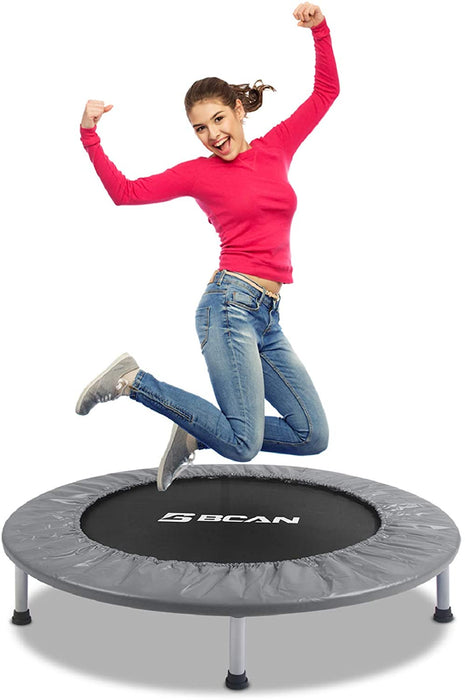 BCAN Mini Trampoline for Adults Exercise Rebounder Indoor Trampoline for  Kids 38 Inch Small Trampoline Foldable Workout Trampoline Folding Fitness  Trampoline Max 300 LBS Grey