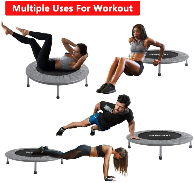 BCAN Mini Trampoline for Adults Exercise Rebounder Indoor Trampoline for Kids 38 Inch Small Trampoline Foldable Workout Trampoline Folding Fitness Trampoline Max 300 LBS Grey | outtoy.