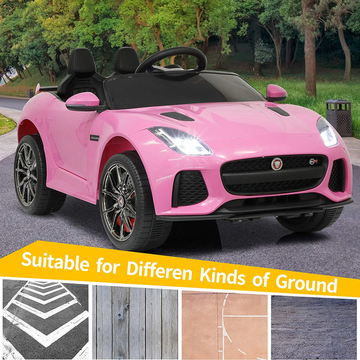 Kids Electric Ride on Car Toy Jaguar F-Type SVR Convertible Style 12V Pink | outtoy.