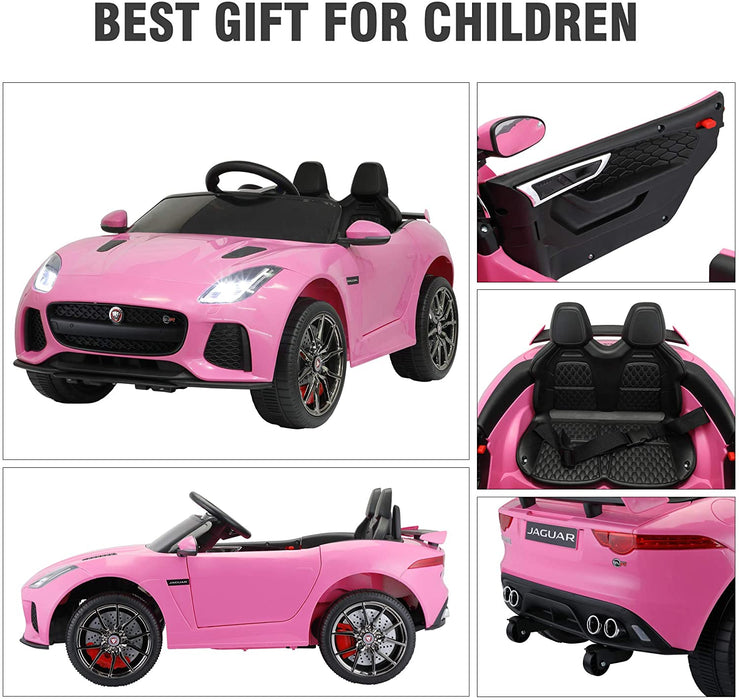Kids Electric Ride on Car Toy Jaguar F-Type SVR Convertible Style 12V Pink | outtoy.