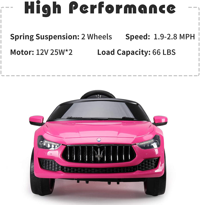 Maserati Kids Ride On Car 12V Rechargeable Toy Pink | outtoy.