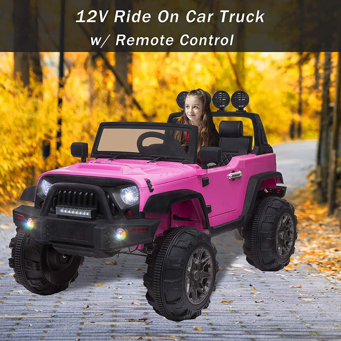 12V Kids Electric Truck Car With Remote Control Pink | outtoy.