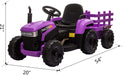 12v Battery-Powered Toy Tractor with Trailer Purple | outtoy.