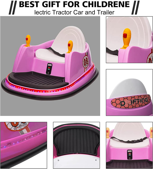 Ride on Bumper car for Kids, 6V Electric Cars Ride on Toys with Remote Control,360 Spin,Music,Purple Pink