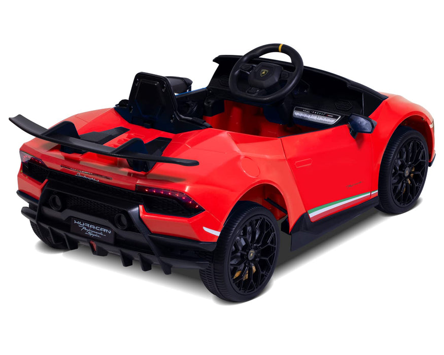 Ride on Lamborghini Car for Kids, 12 V Electric Car Vehicles Toys for Kids Toddler with Remote Control, Wheels Suspension,Music, LED Lights, Engine Sounds, Horn, Red
