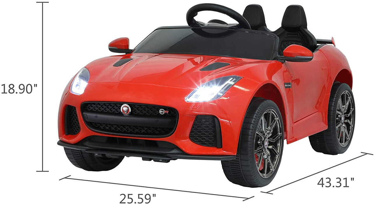 Kids Electric Ride on Car Toy Jaguar F-Type SVR Convertible Style 12V Red | outtoy.