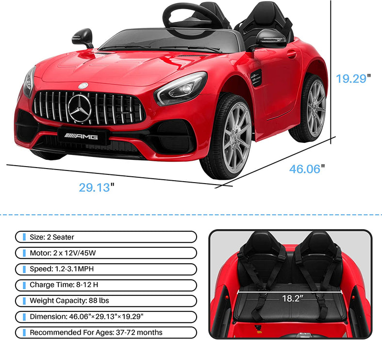 Mercedes-Benz AMG GT  Licensed  Kids Ride On Car Electric Powered Vehicle Red | outtoy.