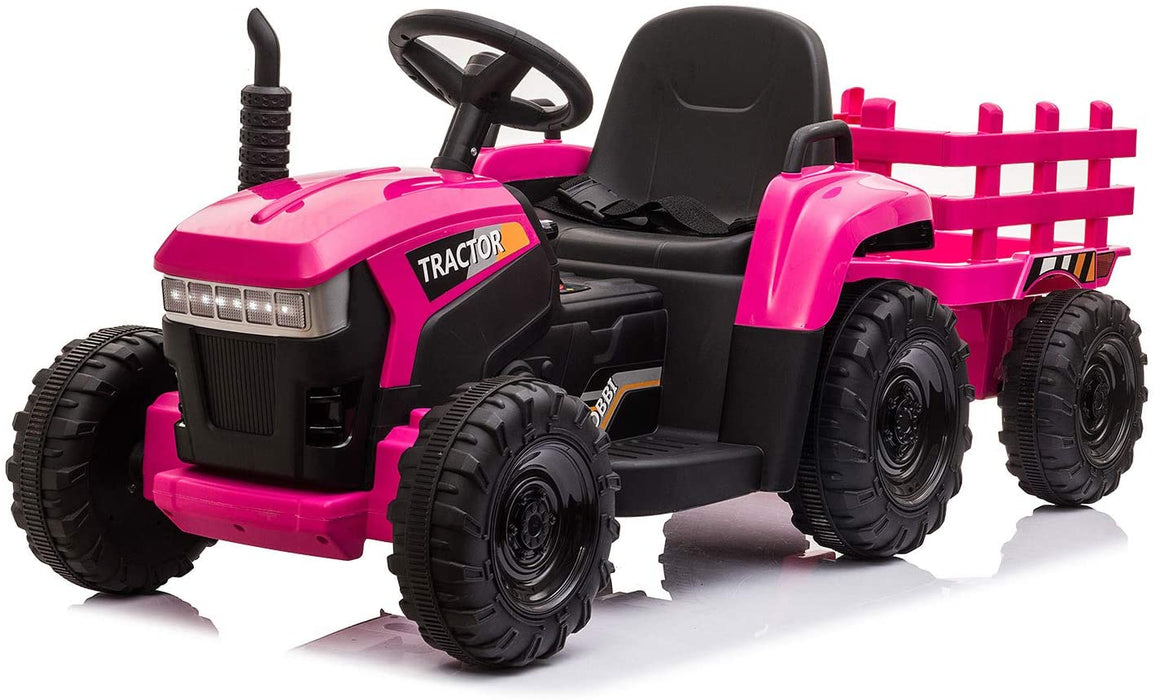 Kids Ride on Car with Trailer Battery-Powered Toy Tractor  12v