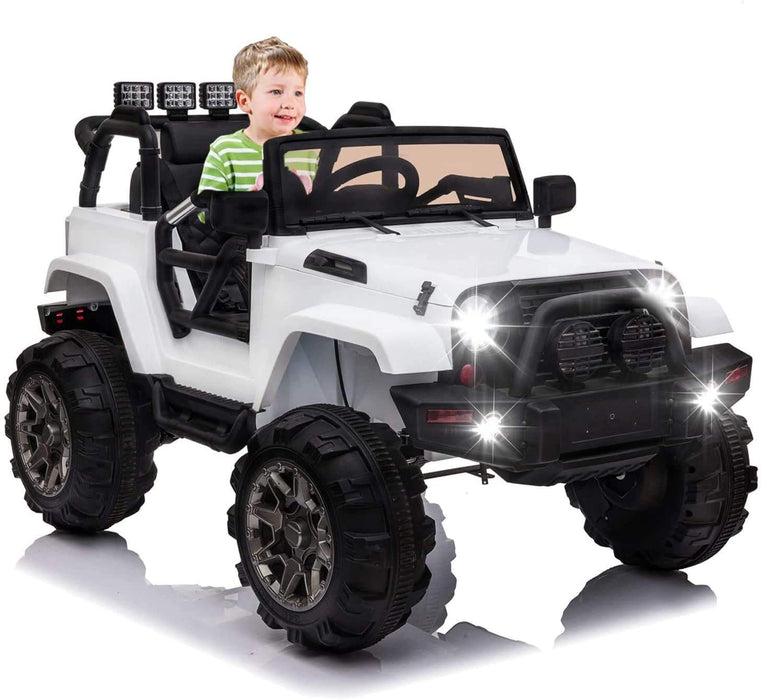 12V Kids Electric Truck Car With Remote Control White | outtoy.