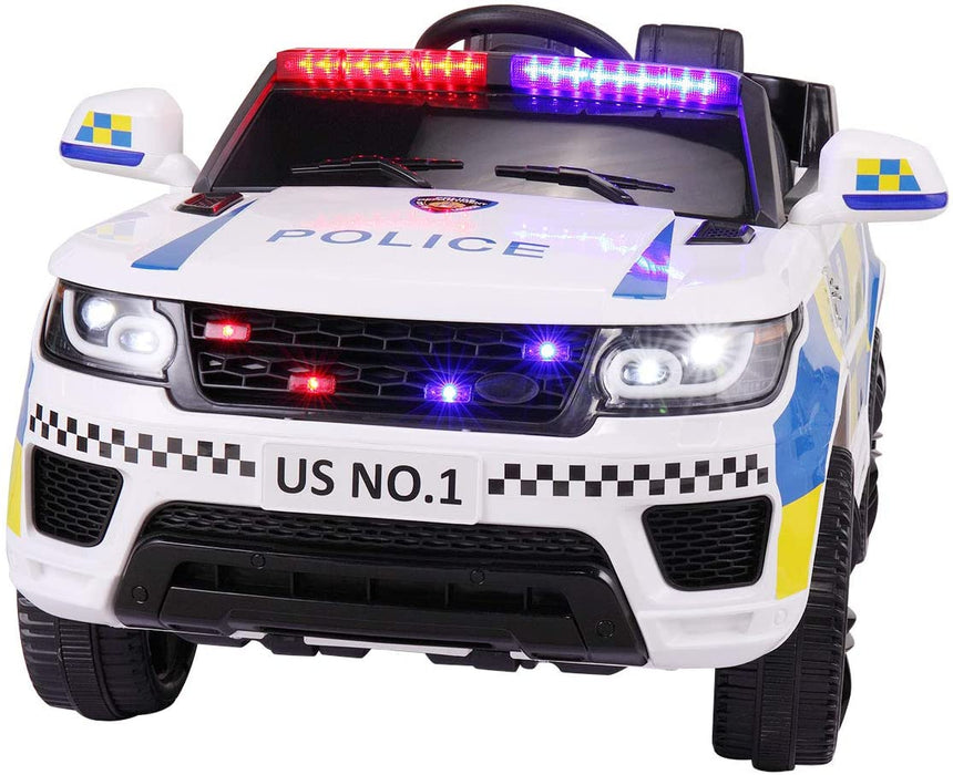 Outtoy 12V Kid Ride on Police Cop Car Battery Powered Electric Truck White | outtoy.