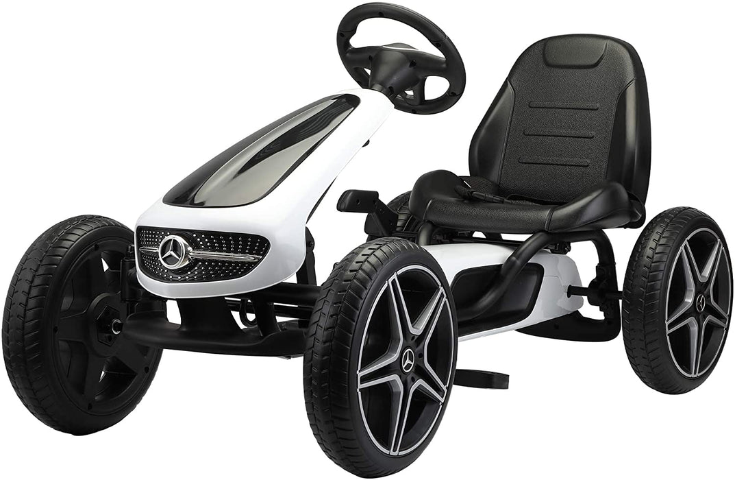 Mercedes Benz 4-Wheel Pedal Powered Racer Cars White | outtoy.