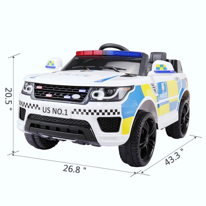 Outtoy 12V Kid Ride on Police Cop Car Battery Powered Electric Truck White | outtoy.