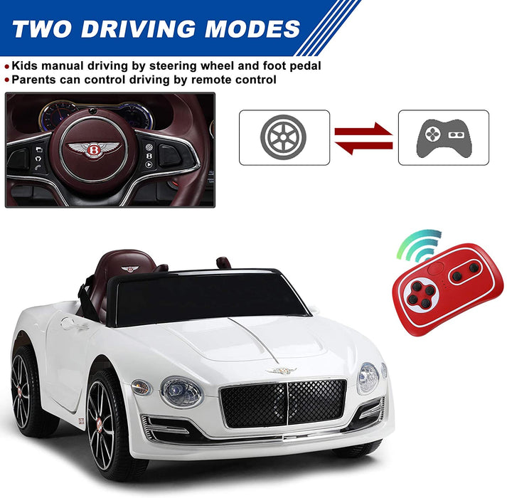 Bentley Electric Powered Vehicle 12V Kids Ride On Car White | outtoy.