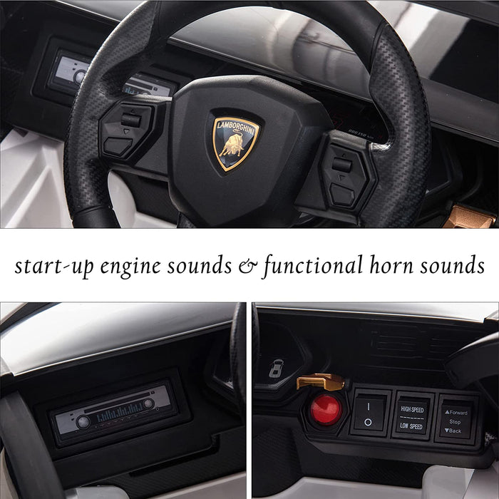 Voiture électrique jouet télécommandée blanche Lamborghini Sian 12 V  Cars4Kids - Habitium®