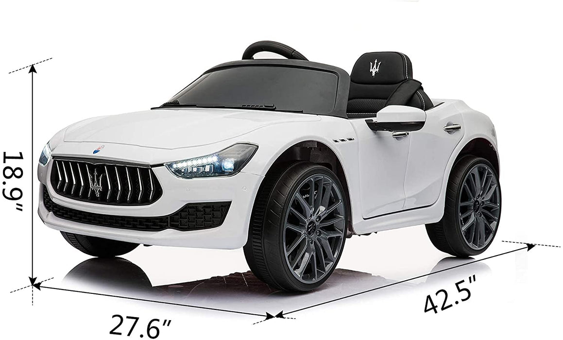 Maserati Kids Ride On Car 12V Rechargeable Toy White | outtoy.