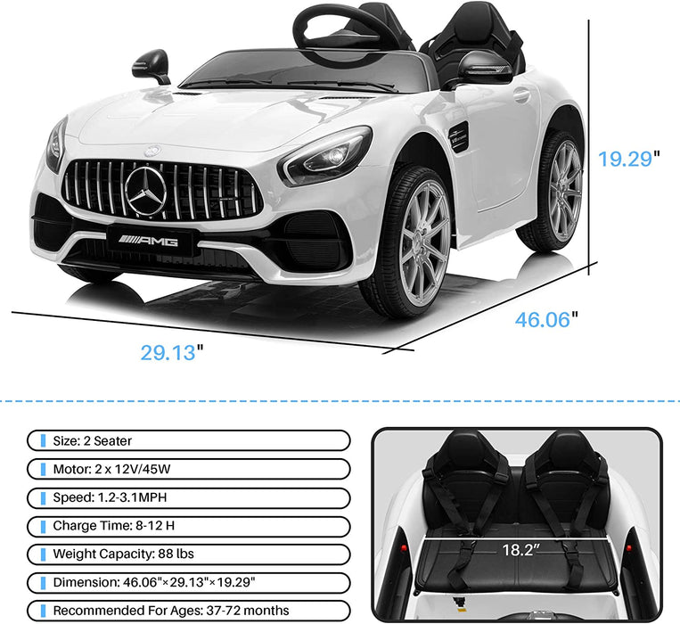 Mercedes-Benz AMG GT  Licensed  Kids Ride On Car Electric Powered Vehicle White | outtoy.