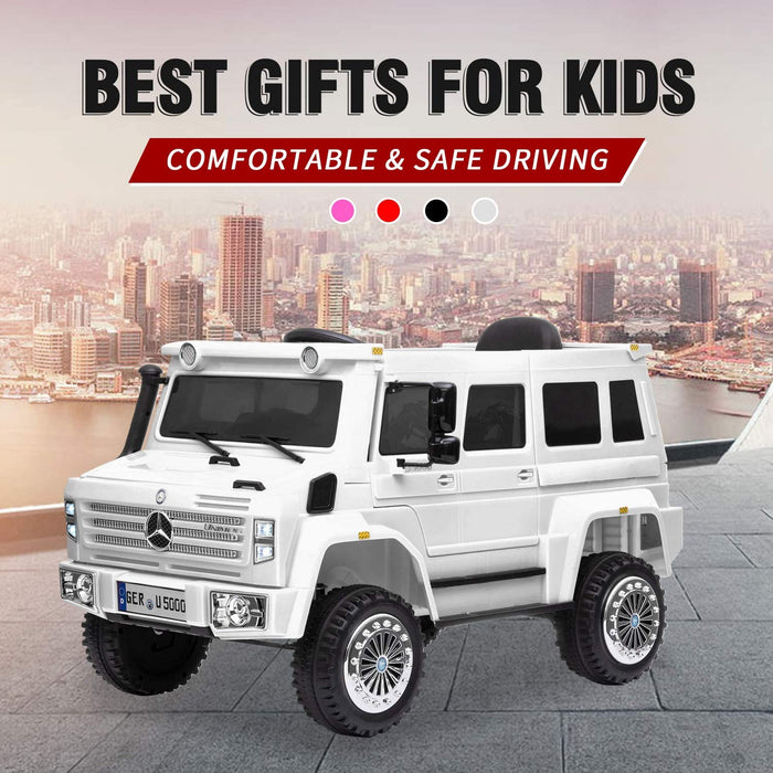 Mercedes Benz Unimog U500 Kids Ride On Car 12V White | outtoy.