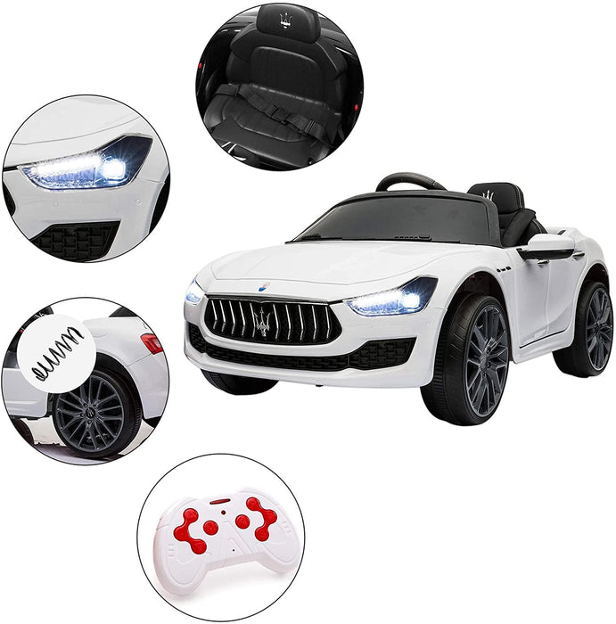 Maserati Kids Ride On Car 12V Rechargeable Toy White | outtoy.