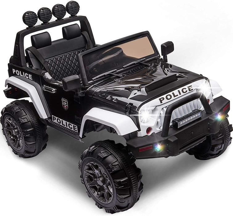 12V Kids Electric Truck Car With Remote Control White&Black | outtoy.