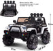 12V Kids Electric Truck Car With Remote Control White&Black | outtoy.