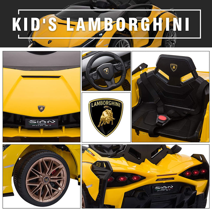 Lamborghini Sian Licensed 12V Electric Powered Kids Ride on Car Toy Yellow | outtoy.